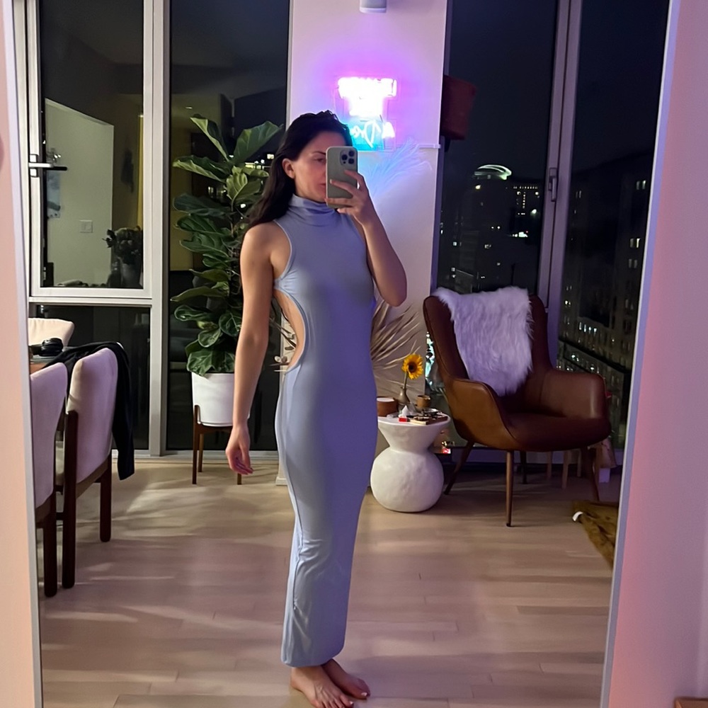 DONATED! Baby blue backless dress